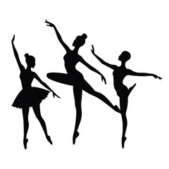 ballet dancers silhouette, ballet dancer silhouette, Ballerina silhouette Dancers isolated on white background. Vector female ballet dancers silhouette