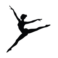 Ballet Jumping Dancer silhouette on withe background