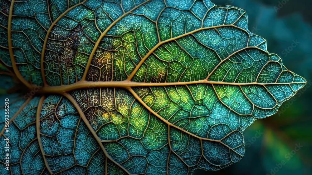 Poster intricate green leaves and vein patterns create a captivating botanical display in nature during day