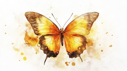 Watercolor butterfly illustration on a speckled background