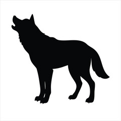 Silhouette of wolf on white background