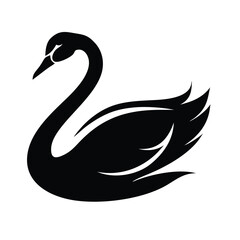The silhouette of swan vector art on isolated background