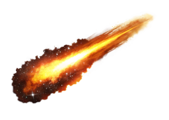  fiery meteor streaking through space isolated on white background PNG ,AI GENERATED
