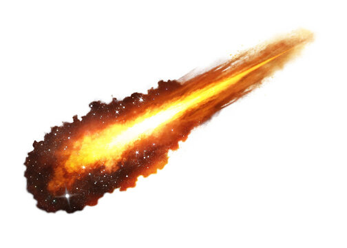  fiery meteor streaking through space isolated on white background PNG ,AI GENERATED