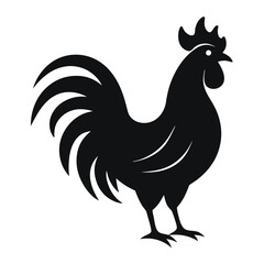 Majestic Rooster Silhouette Farm Animal Vector Illustration