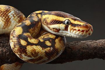 Obraz premium Royal Python snake rested on branch