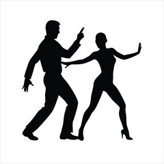 Salsa dancers silhouettes on white background  