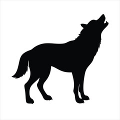 Silhouette of wolf on white background