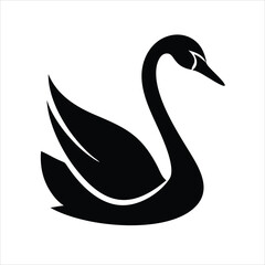 The silhouette of swan vector art on isolated background