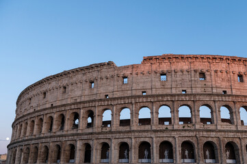 Obraz premium Rome empty colosseum Square in Rome dawn view the most famous landmark of eternal city, capital of Italy. 