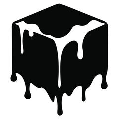 Melting Cube Abstract Art Dripping Black and White Design