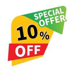 Up to 10 percent off sale, promotional discount icons set, discount offer price sign, special offer symbol, 10% deal illustration vector icon