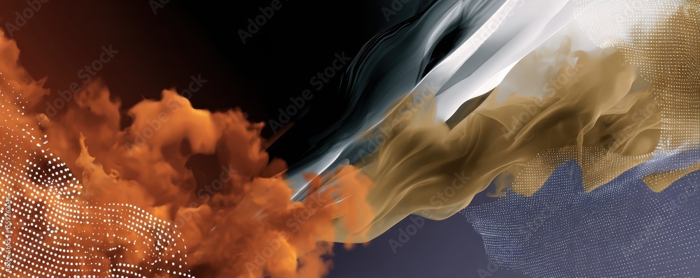 Aufkleber abstract fluid dynamics: multicolored smoke and particle motion