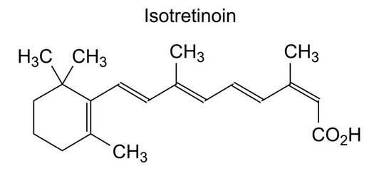 Chemical structure of isotretinoin, drug substance