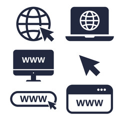 Website vectot icon set, Laptop with pointer or cursor icon, online website or internet flat vector icon for apps and websites. vector illustration