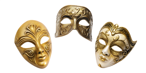set of opera mask  isolated on white background PNG ,AI GENERATED