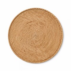 Woven round mat made of natural fibers in minimalist style  