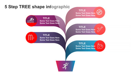 5 Step TREE shape infographic. Fully editable vector SVG file compatible with PowerPoint, Illustrator, and most vector-based applications.