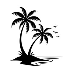 silhouette of palm trees vector