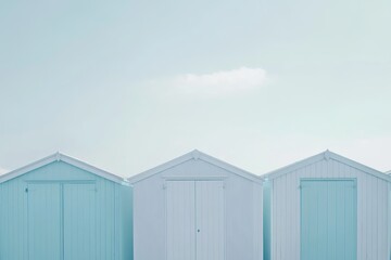 Fototapeta premium The fall season brings empty beach cabins to Fano, Marche, Italy