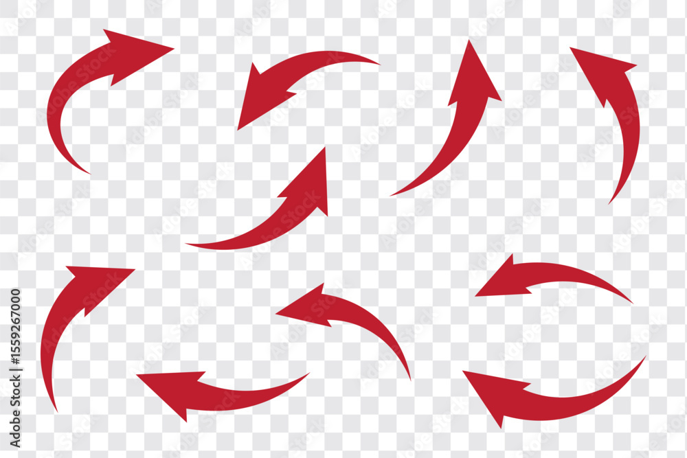 Poster curved arrow icons. curved arrows set. arrow symbol collection. vector