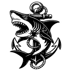 shark with a big fish vector