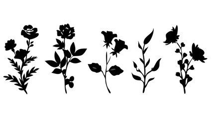 Rose Flower Silhouette Sheet Vector PNG | Transparent Floral Elements for Craft & Design