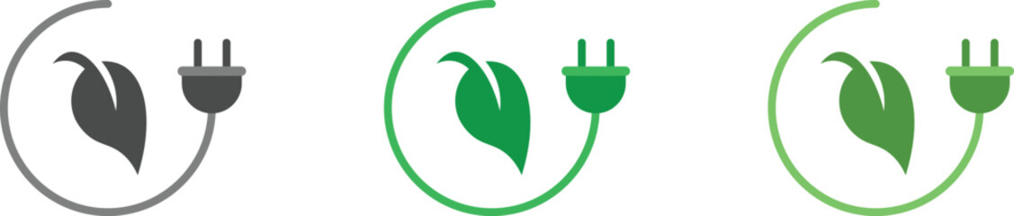 Eco Friendly Renewable Energy Icon – Green Power and Energy Saving Vector Illustration