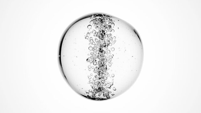 Transparent Drop with Air Bubbles on White Background &ndash; 3D Fluid Element for Cosmetic or Scientific Visuals