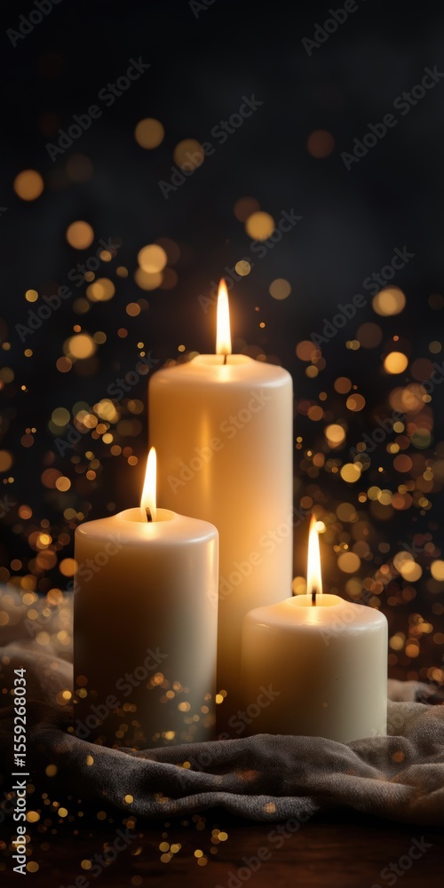 Aufkleber glowing candles with warm bokeh background in a tranquil setting