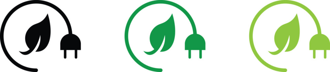Eco Friendly Renewable Energy Icon – Green Power and Energy Saving Vector Illustration
