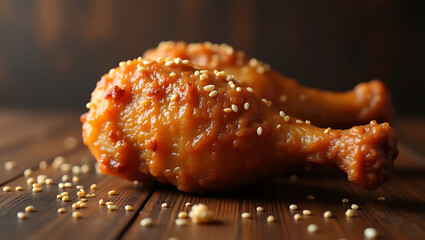 Fried Chicken on Wooden Background for National Fried Chicken Day