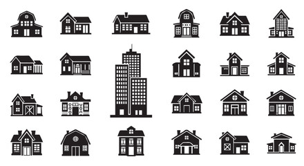 Clean House Silhouette Icon Bundle | Real Estate, Construction & Home Design Vector Elements