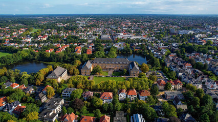 Aerial view of the old town of the city Oldenburg in Germany on an sunny spring noon