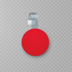 Wobbler, sale point tag mock up. Red empty round supermarket label isolated on transparent background. Vector circle shelf plastic price banner