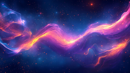Abstract nebula cloud formation with bright stars and gradient colors in space background artwork