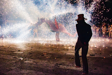 Spanish traditional fire festival Correfoc