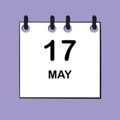 May 17. Daily Calendar icon for design. Simple design for business brochure, flyer, print media, advertisement. Easily editable.