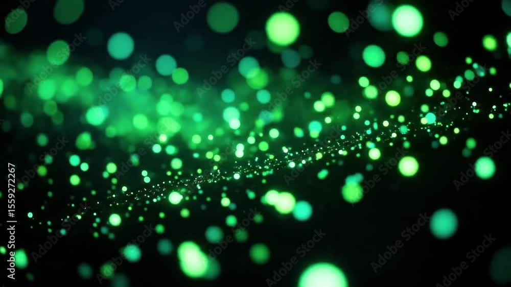 Poster abstract green bokeh lights on dark background creating depth