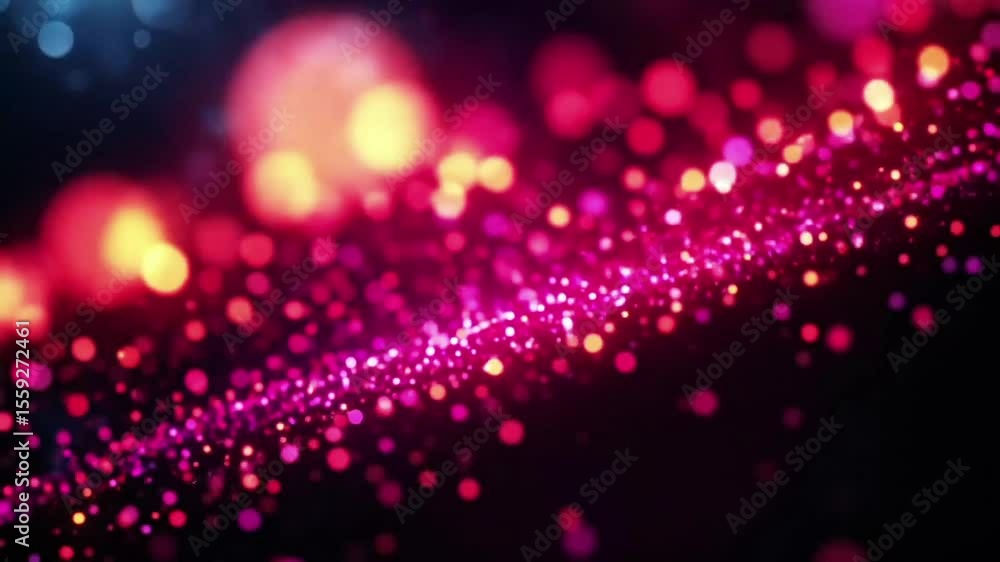 Poster colorful bokeh lights in abstract pattern against dark background