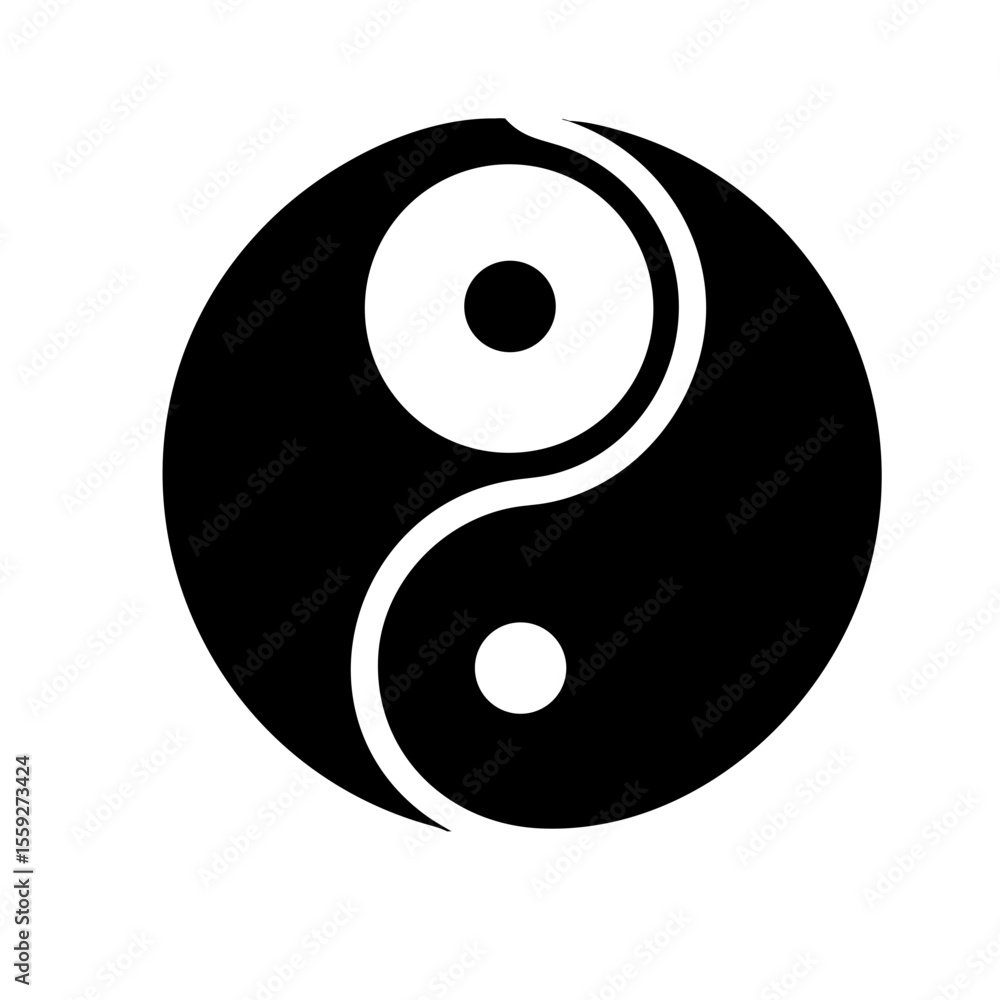 Poster yin yang symbol in black and white representing balance and unity