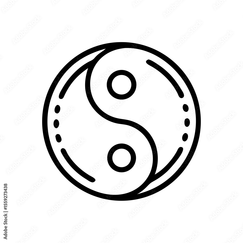 Poster yin yang symbol in minimalist style representing balance and harmony
