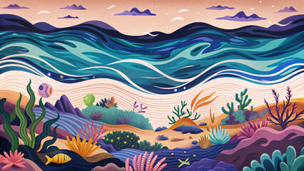 Abstract underwater vector background featuring smooth gradients and flowing wave patterns, perfect for ocean-themed designs, aquatic posters, or digital visuals