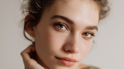Naklejka premium Close up beautiful woman face.