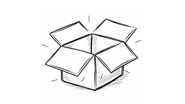 Doodle animation of a parcel box on isolated white background