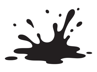 Black splash silhouette isolated on white background, graphic illustration. concept of liquid, paint splatter, abstract art, design element, creative pattern, poster graphic
