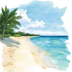 Fototapeta premium Seven Mile Beach. Seven Mile Beach hand drawn watercolor illustration