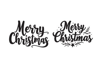 Elegant black calligraphy merry Christmas greetings with festive accents