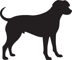 Simple black silhouette of a dog, perfect for logos or design elements.