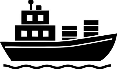 Obraz premium delivery boat silhouette icon on transparent background